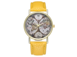 Reloj De Pulsera De Cuarzo Con Correa De Cuero Pu Zhoulianfa (amarillo) Unisex