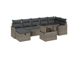 Conjunto 8 Conjunto De Sofá Modular Vidaxl Cinzento Vime Pe (100 X 55 X 73 Cm)