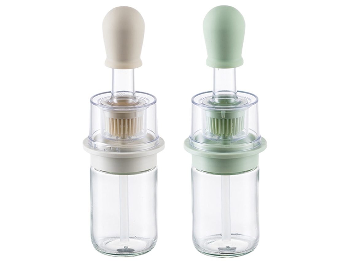 Conjunto de 2 Dispensadores de Óleo com Pincel 180Ml para Cozinha e Churrasco NEVEANCE