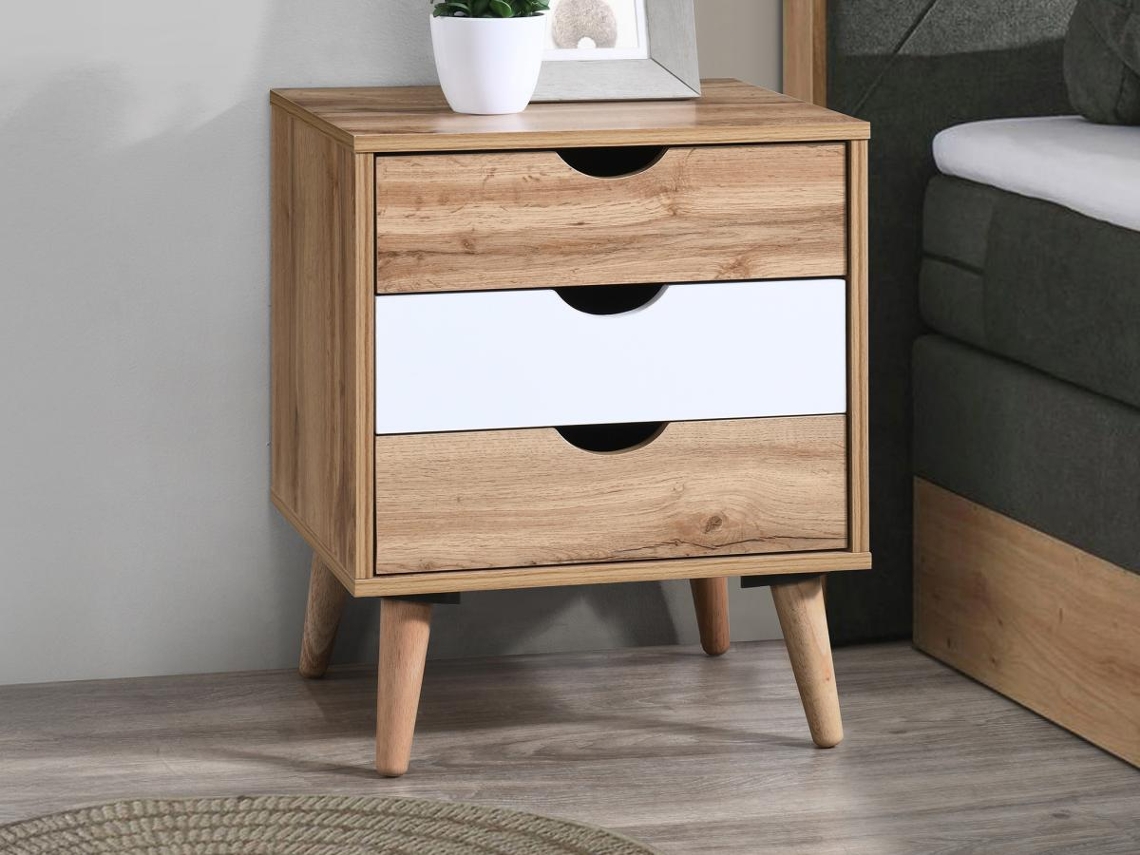 Mesa de Cabeceira Lurvia VENTE-UNIQUE.PT Madeira MDF Bege (57x45x40)