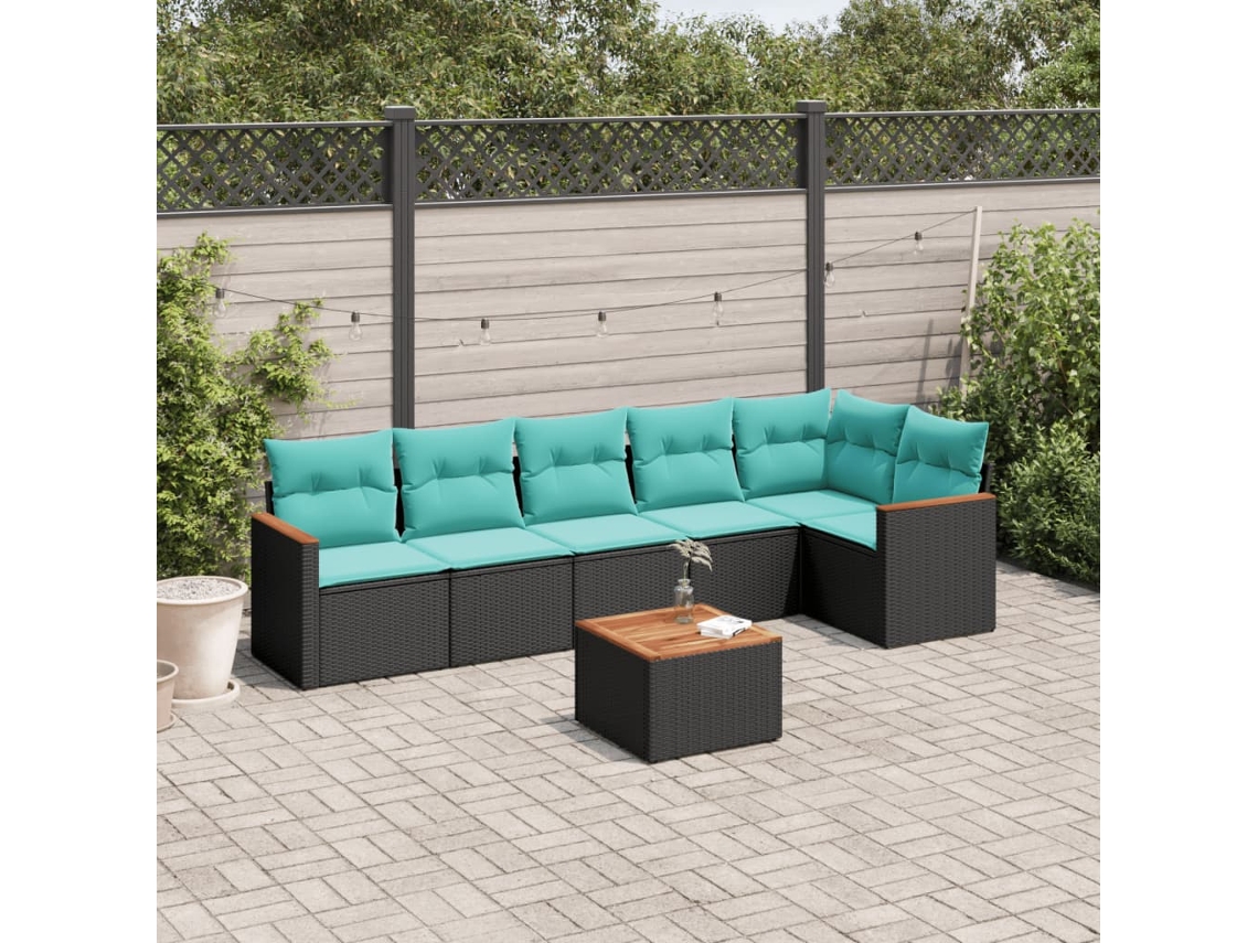 Conjunto de Jantar para Jardim com 7 Peças em Madeira de Acácia Maciça 150x200 cm VIDAXL