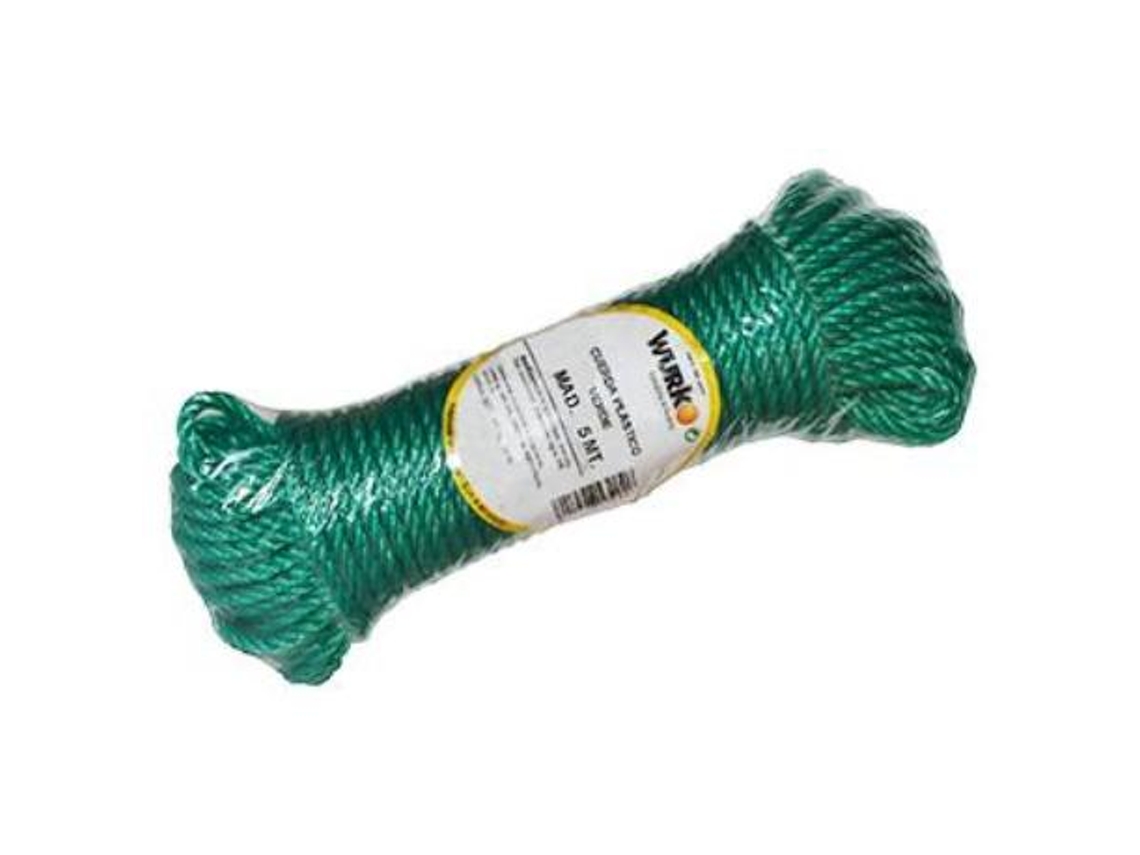 Cuerda plastico 4 mm verde rollo 5m