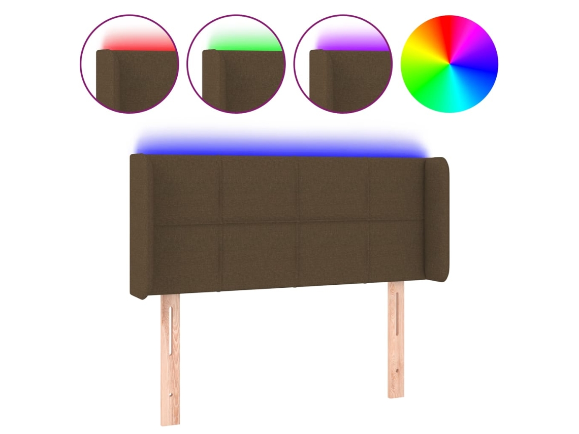 Cabeceira de Cama com Luzes Led Tecido Castanho MAISON EXCLUSIVE (83x16x78 cm)
