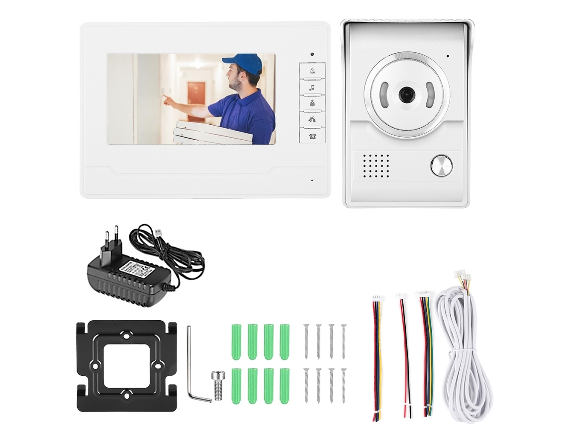 Campainha De Interfone De Vídeo Com Fio Tft/lcd 7 Polegadas À Prova D'água (alta Definição Em Cores, Visão Noturna Infravermelha)