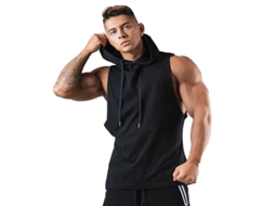 2026 camiseta Sem Mangas com Capuz para Homem, Esportiva e Transpirable, Ideal para Academia e Treinamento