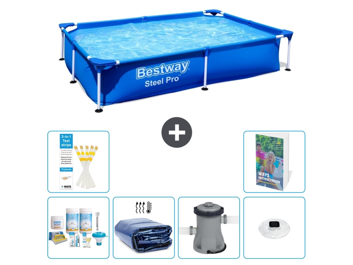 Bestway Piscina Bestway Steel Pro Retangular - 221x150x43 Cm - 7-peças S160