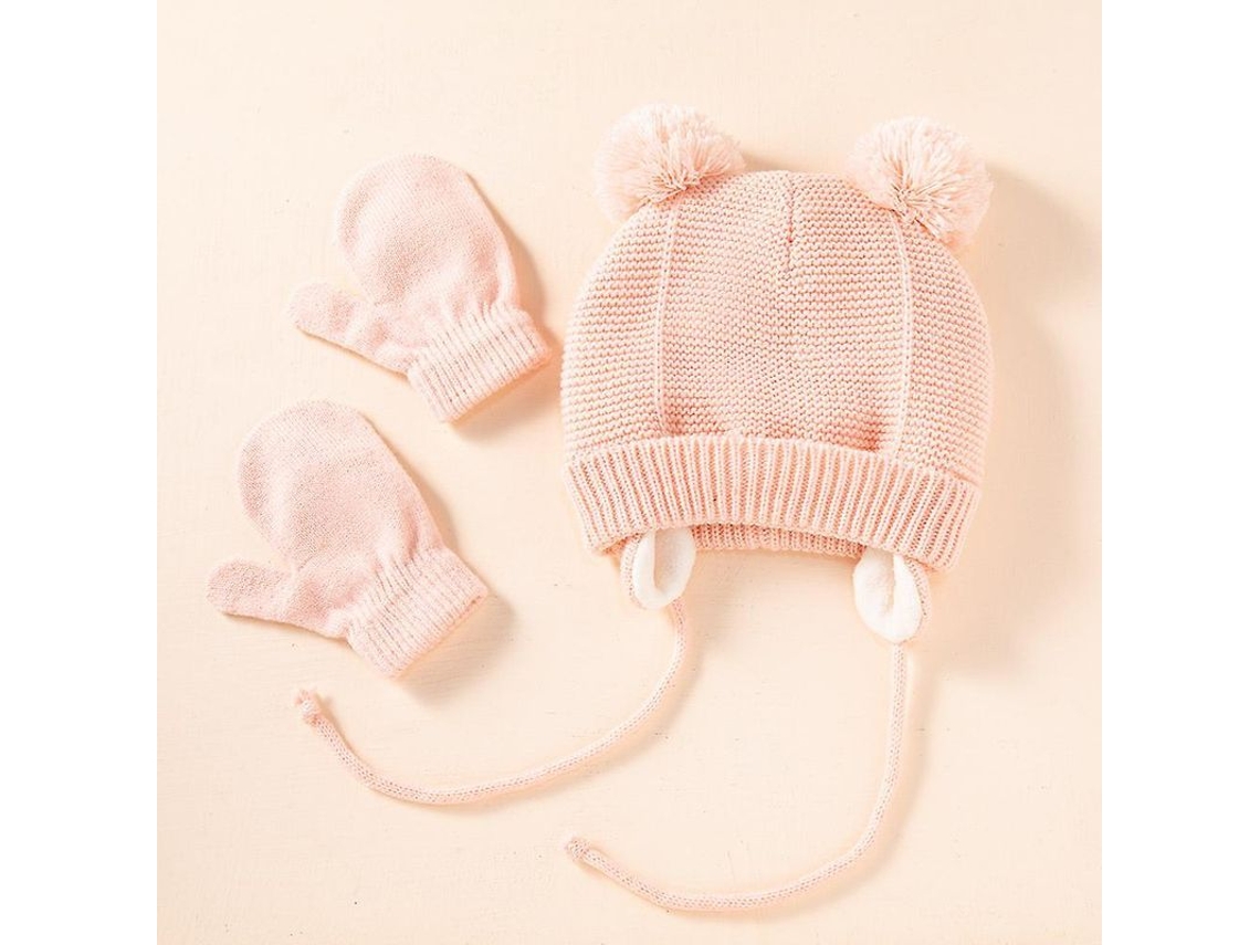 2026 gorro de Punto Con Pelota de Pelo e Luvas Suaves para Crianças de 1 3 Anos Inverno Casual