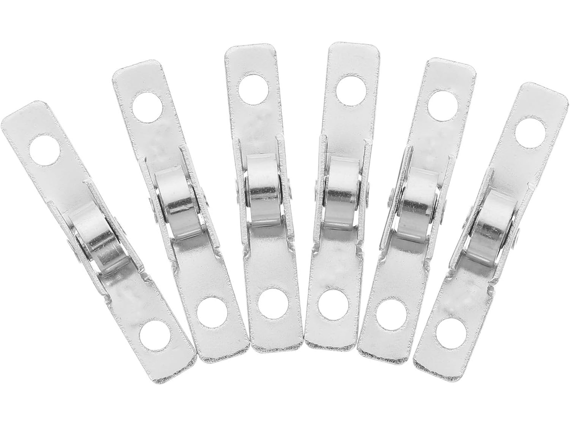 Conjunto De 6 Acessórios Para Porta De Correr, Com Roletes De Metal Prateado.
