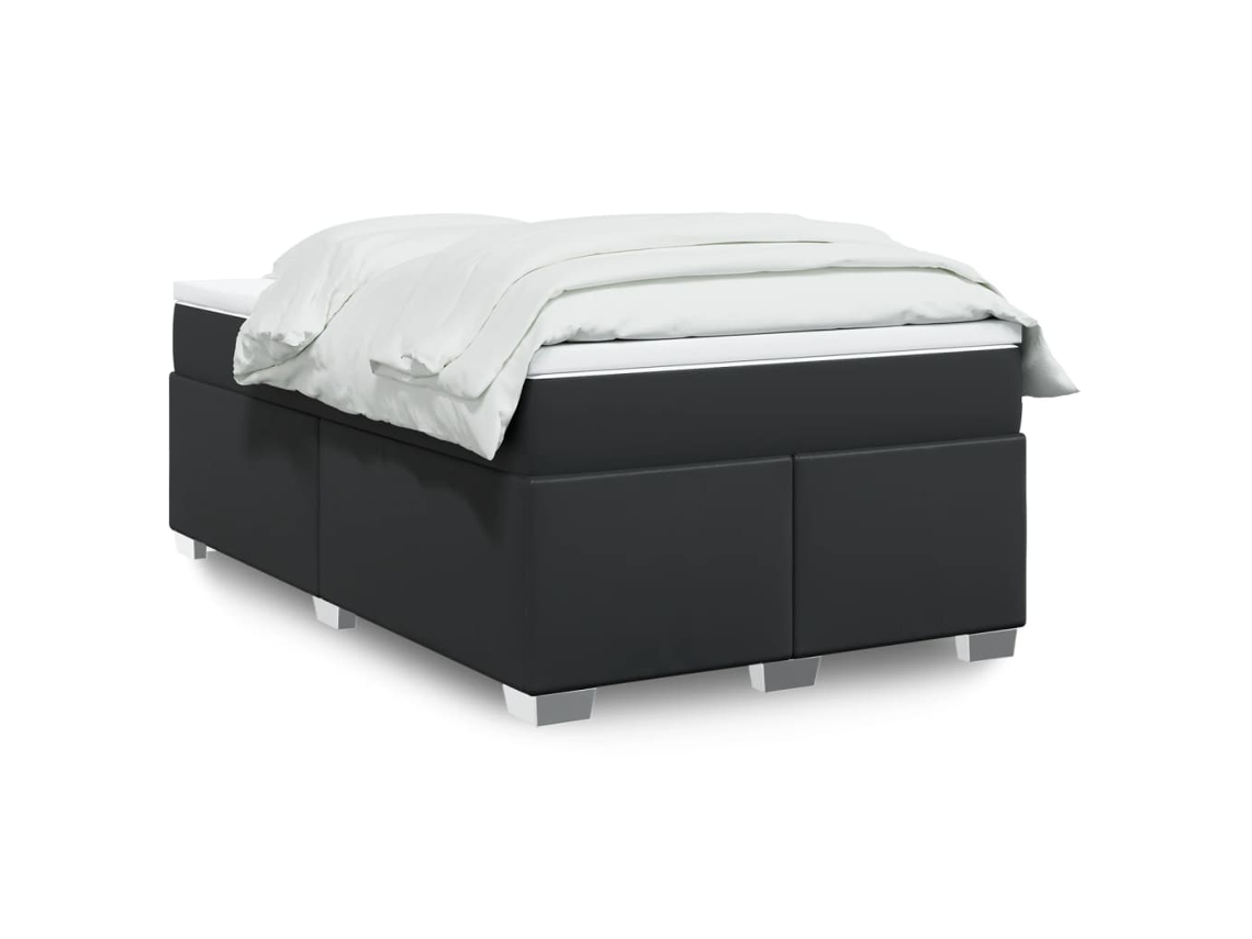 Vidaxl Cama Com Molas/colchão 120x200 Cm Couro Artificial Preto