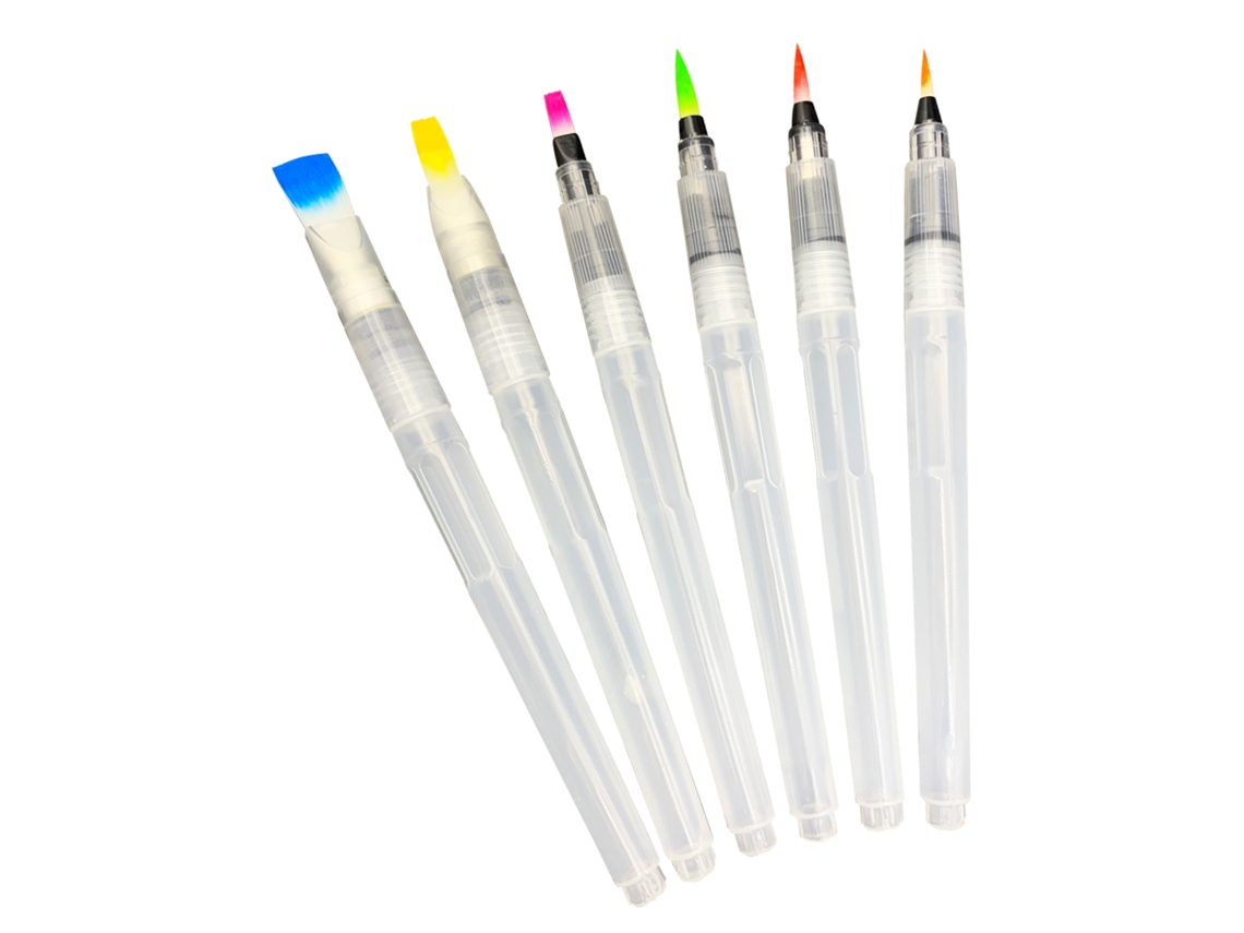 Conjunto Portátil de 6 Pincéis de Aquarela com Cerdas Macias, Ideal para Iniciantes em Arte e Pintura. MDUG