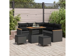 Vidaxl Conjunto De Sofá De Jardim 8 Pcs Preto Vime Pe