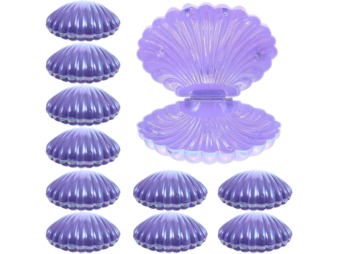 Caixas De Doces Genéricas Em Formato Concha Roxa, Feitas De Material Pp, Pacote Com 10 Unidades, Ideais Para Eventos E