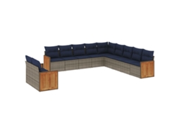 Conjunto de Sofá de Jardim, 11 Peças, Almofadas, Rattan Cinza MAISON EXCLUSIVE