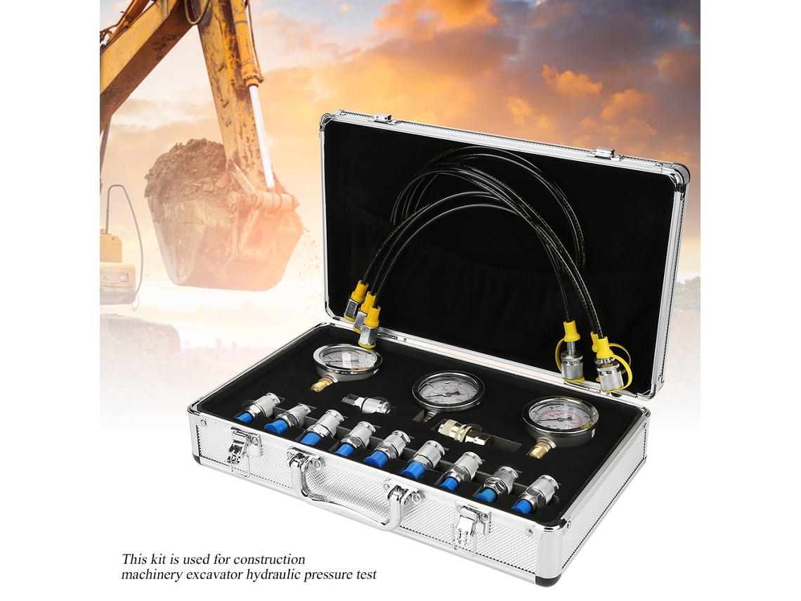 Kit De Teste De Pressão Hidráulica Para Excavadoras Com Conectores E Manómetro Da Laxiscreed