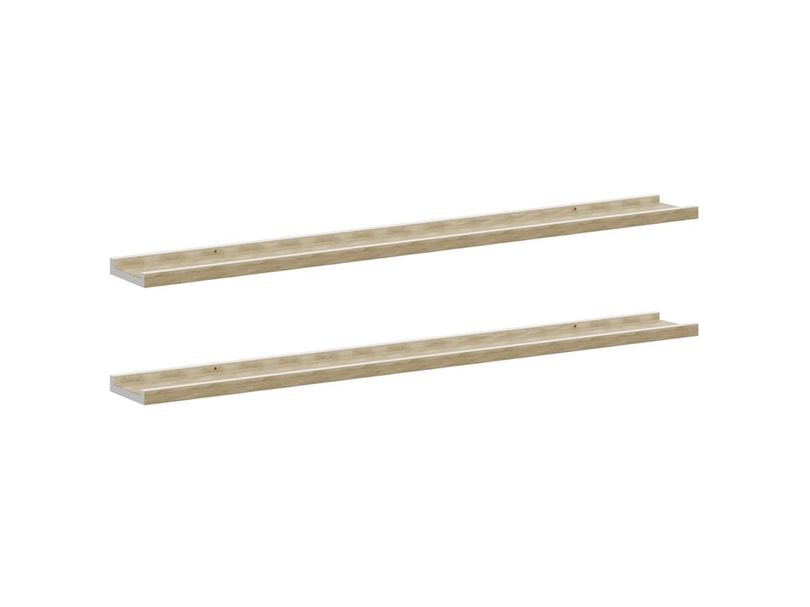 Prateleiras de Parede 2 Pcs 100x9x3cm Branco e Carvalho Sonoma MAISON EXCLUSIVE