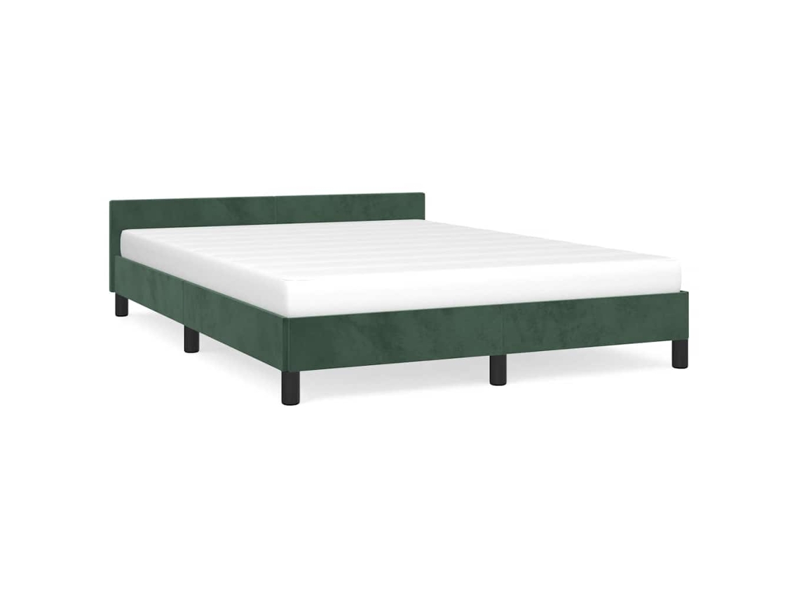 Bed Frame With Headboard, Bed Frames With Headboard Vidaxl Verde Veludo (140 X 190 Cm)