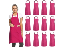 Delantal de Cocina Evago 12 Pack Unisex Negro Con 2 Bolsillos Resistente Ligero Lavable a Máquina 30x25 Pulgadas Rosa Vermelha