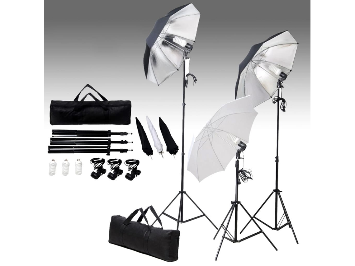 Vidaxl Kit De Estúdio Fotográfico Com Conjunto De Iluminação E Fundo