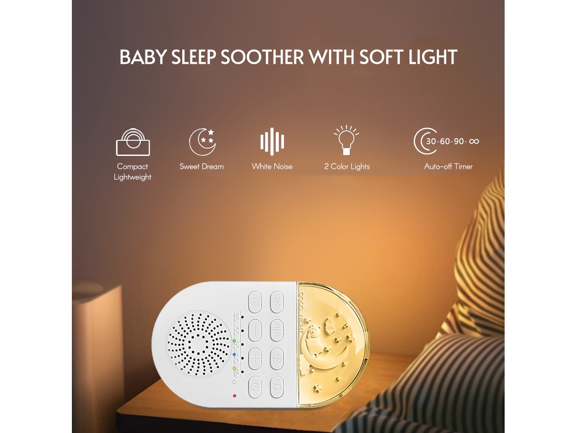 Primerox máquina de Ruído Branco Bebê com Luz Noturna 24 Sons Temporizador Portátil para Dormir