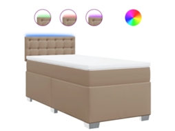 Cama box spring VIDAXL Marrom Couro Artificial (80 x 200 cm)