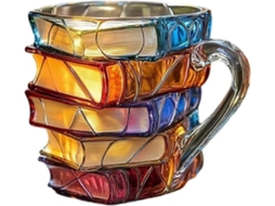 Caneca Em Formato De Livro Pintado 3d Vidro Empilhada, Novidade 2025, Para Bebidas Quentes E Frias. Presente Perfeito Amantes Li Aquaforge