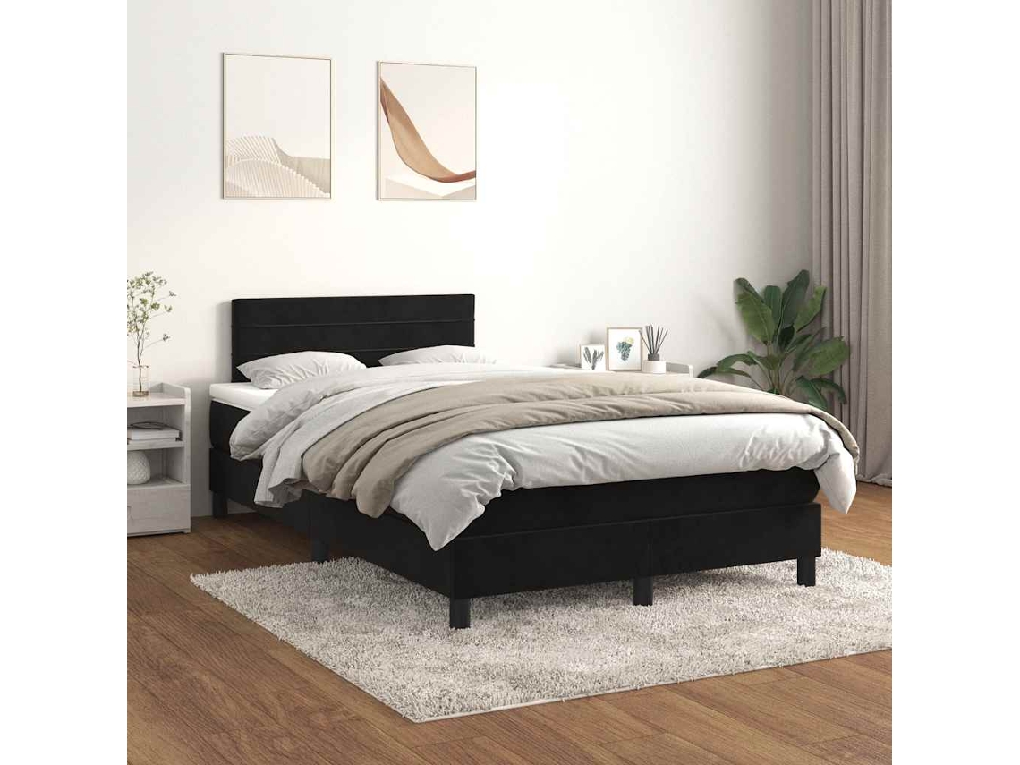 Vidaxl Cama Boxspring Com Colchão 120x200 Cm Veludo Preto