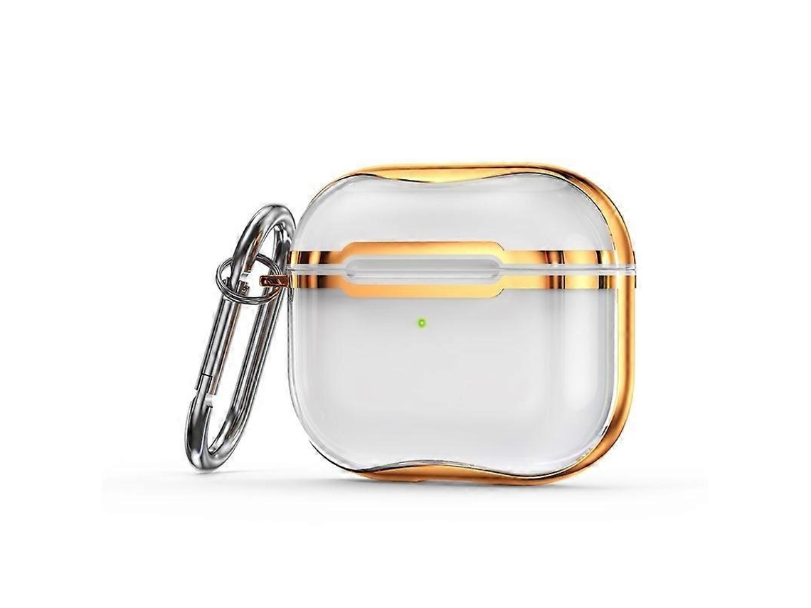 Camada protetora transparente em TPU com moldagem galvanizada e gancho para AirPods 3. GIECY