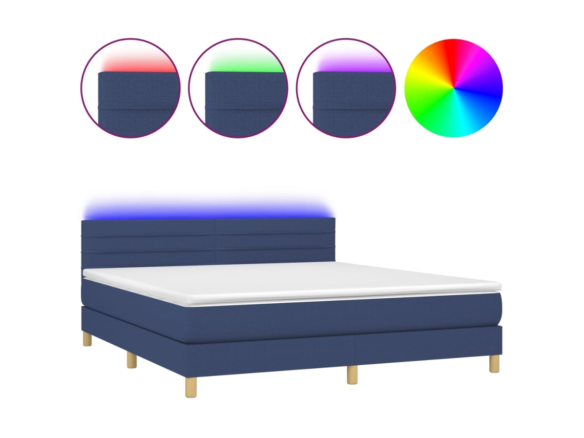 Maison Exclusive - Cama Box Spring C/ Colchão E Led 180x200 Cm Tecido Azul