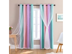Cortinas Com Estampa De Estrelas E Arco, Íris Para Quarto De Menina, Modelo Princesa Com Degradê, Ideais Para