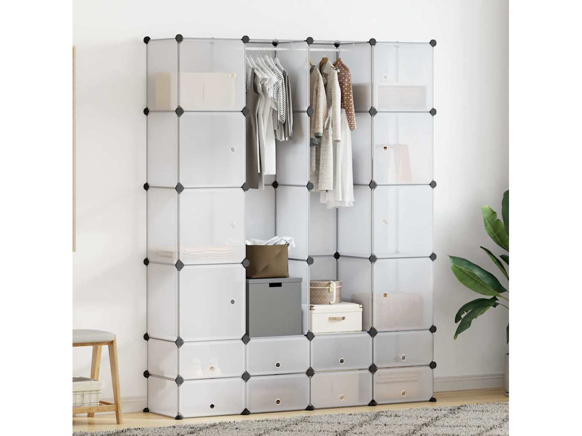 Vidaxl Armário Plástico Modular 18 Gavetas 37x146x180,5cm Branco