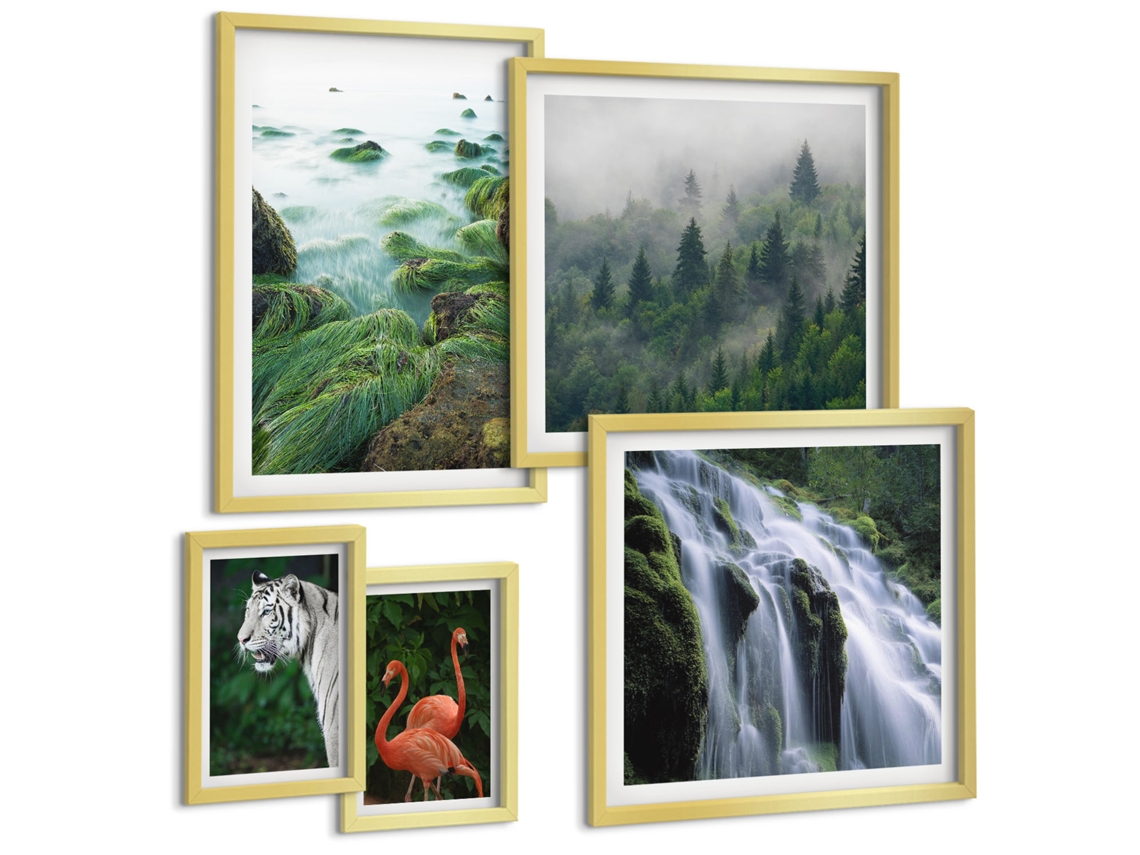 Conjunto De Pinturas Natureza Animais Selvagens Paisagens Espelharte (5 Peças)