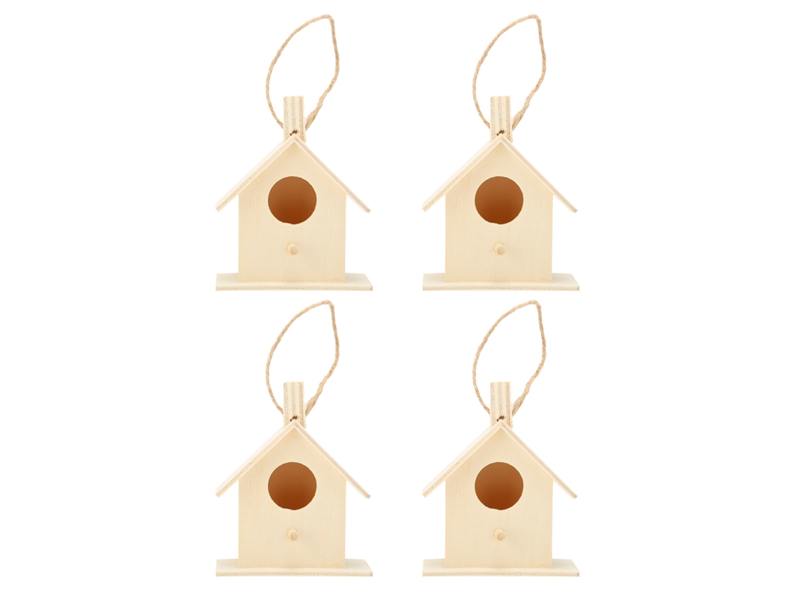 4 Casas de Madeira Estilo Rural com Corda para Pendurar, DIY