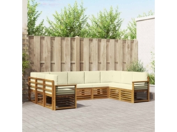 Vidaxl Conjunto De Sofás Para Exterior 9 Unid. Natural E Creme