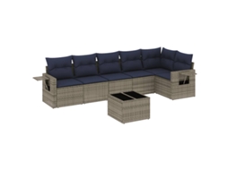 Conjunto de Sofá de Jardim, 7 Peças, Almofadas, Rattan Cinza MAISON EXCLUSIVE
