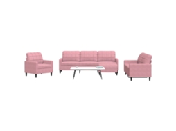 Vidaxl 4 Pcs Conjunto De Sofás Com Almofadões Veludo Rosa