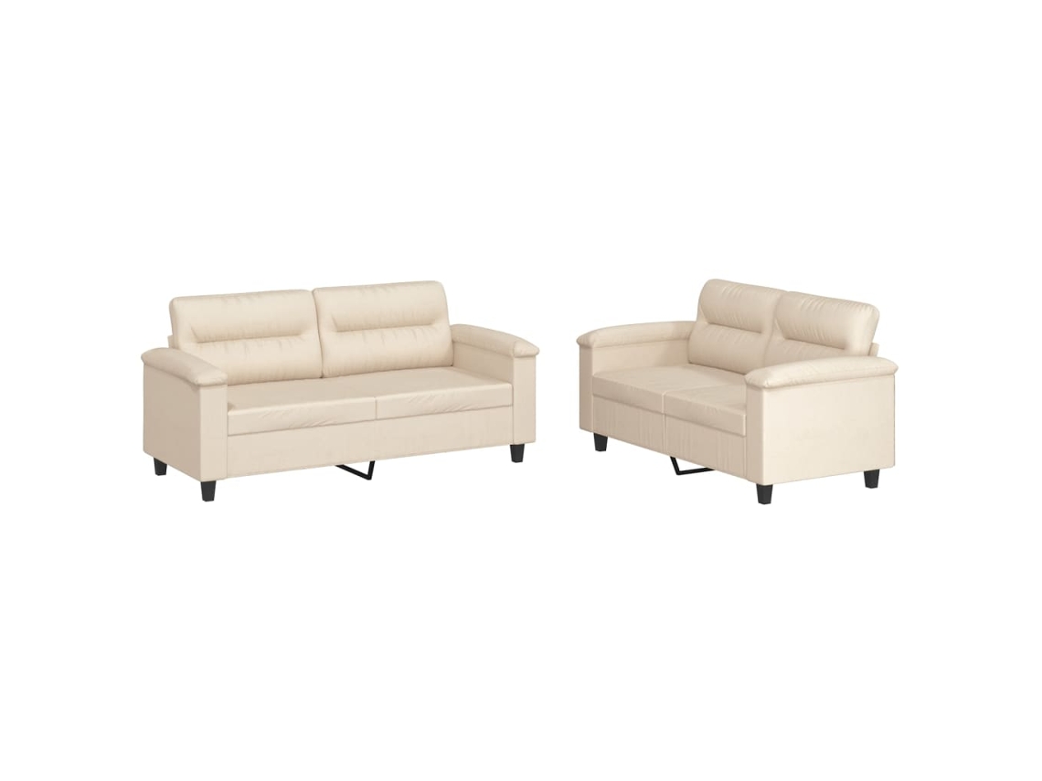Conjunto de Sofás 2 Pcs com Almofadões Microfibra Bege MAISON EXCLUSIVE