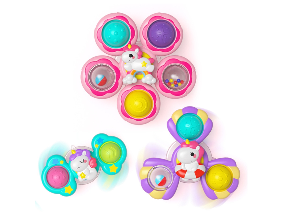 Brinquedos De Ventosa Para Bebês, Giróscópios De Dedo Com Desenhos Animados - Brinquedos Para Banho E Banheira, 3 Unidades Yuysan（g）