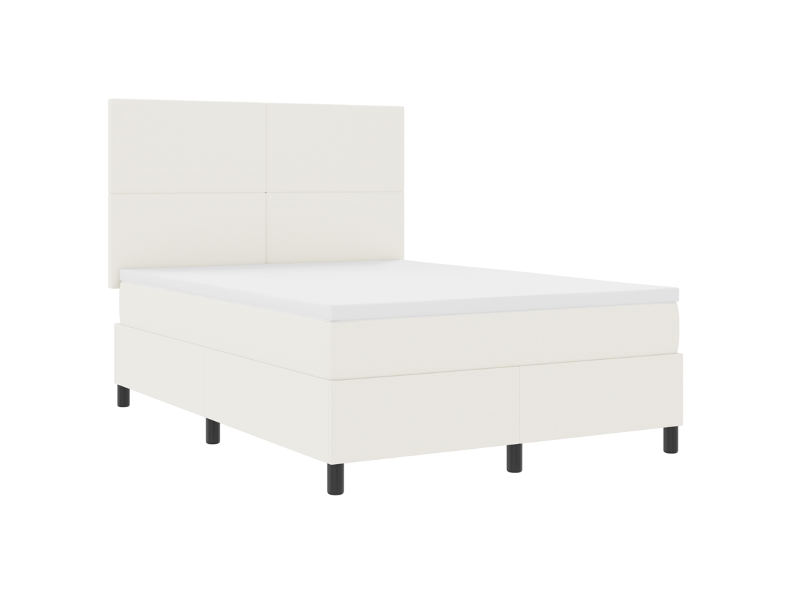 Cama Box Spring Com Colchão Creme Tecido De Veludo Vidaxl White Fabric (160x200 Cm)