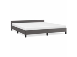 Bed Frame With Headboard, Bed Frames With Headboard Vidaxl Cinzeto Couro Artificial (180 X 200 Cm)
