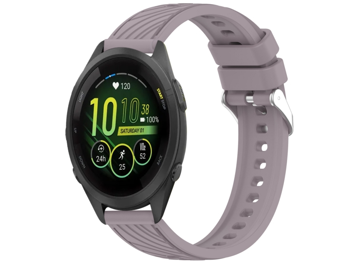 Bracelete para Garmin Forerunner 265s Silicone Textura Listrada com Fivela de Aço Prate Roland Purple XIAOMOYU (18mm)