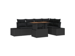Conjunto 6 Conjunto De Sofá De Jardim Vidaxl Preto Vime Pe (100 X 55 X 73 Cm)