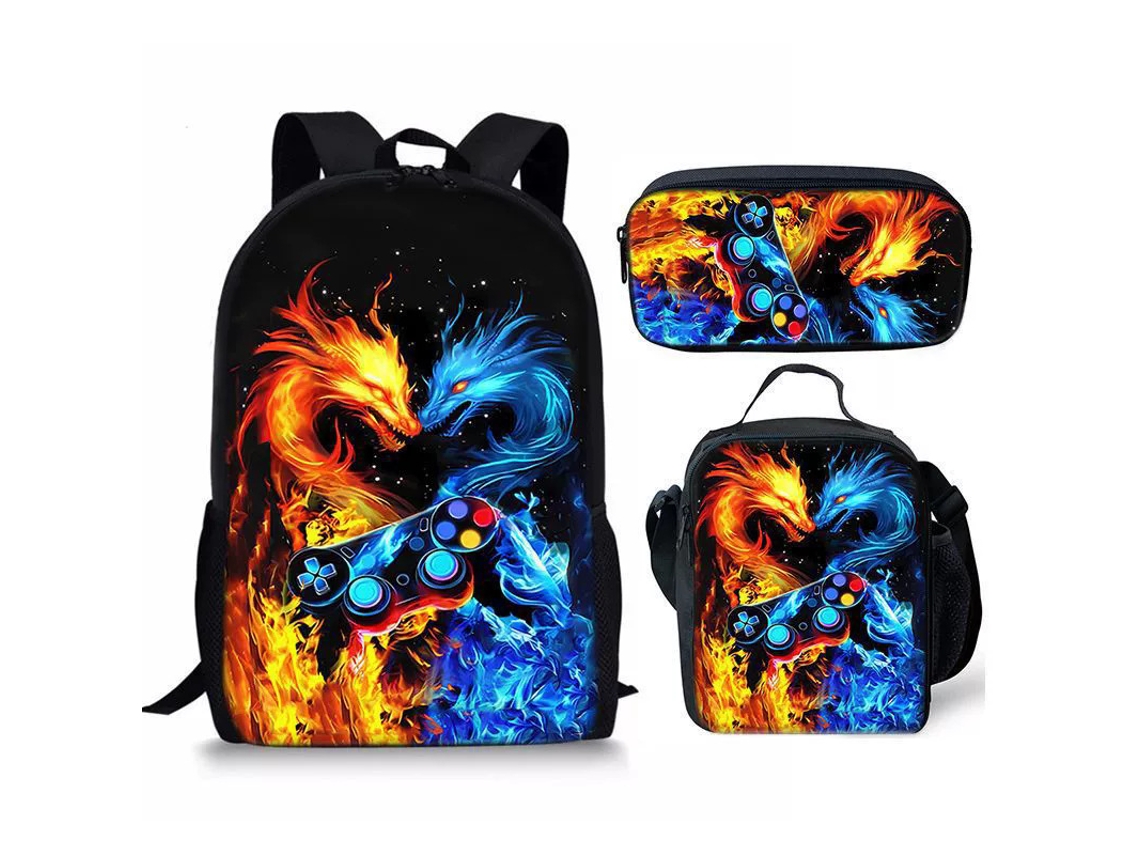 Mochila De Estudante Panoona Play Conjunto 3 Peças Lancheira Estojo 17 Pol 44cm Estilo 12