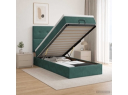 Vidaxl Cama Ottoman Com Colchão Verde-escuro 90 X 190 Cm Veludo