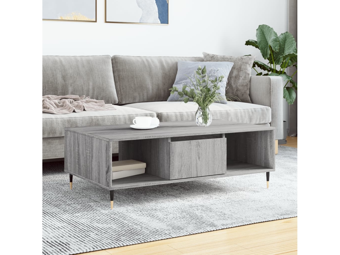 Vidaxl Mesa De Centro 104x60x35 Cm Derivados Madeira Cinzento Sonoma