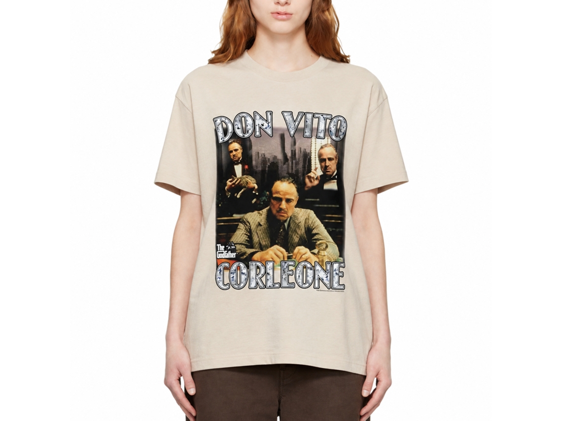Rockinstone Godfather Movie Don Vito Collage Solid Sand Adult T-shirt Size:s