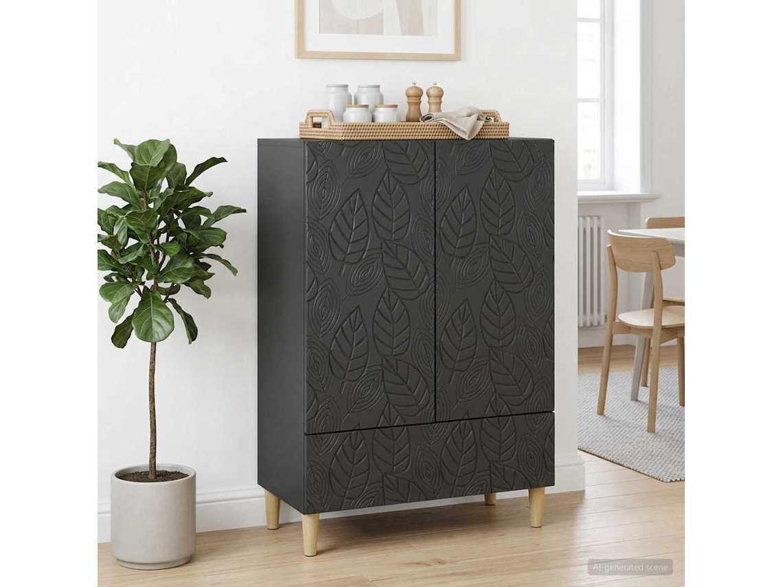 Vidaxl Buffet Preto 66 X 34,5 X 95 Cm Derivados De Madeira