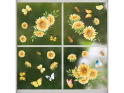 Adesivos Girassol para Janelas Decoração Outono e Verão Dupla Face RNEMITERY