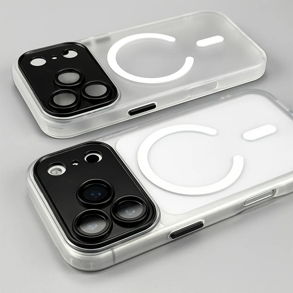 (iphone 15 Pro Max Branco) Capa Protetora Semitransparente, Fecho Magnético, Resistente A Choques E Quedas.