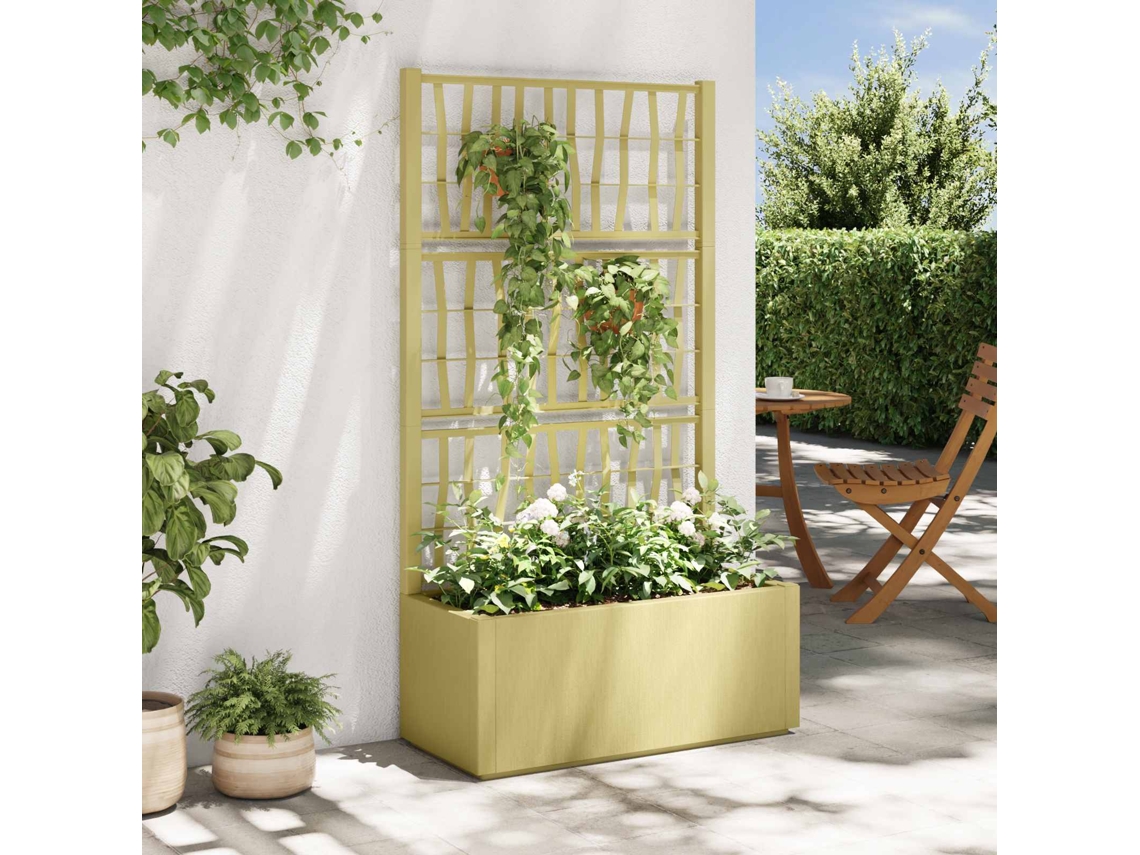 Vidaxl Jardineira Com Treliça Verde 80 X 36 X 140 Cm Pp