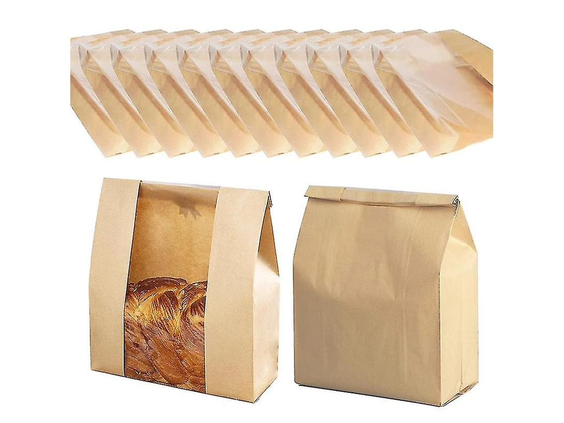 25 Sacos De Papel Para Pão Com Janela, Ideais Fermentação Natural.